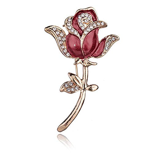 Product Cover  Orcbee  _Crystal Red Rose Pins Rhinestone Flower Brooch Women Clothing Accessories (Red)
