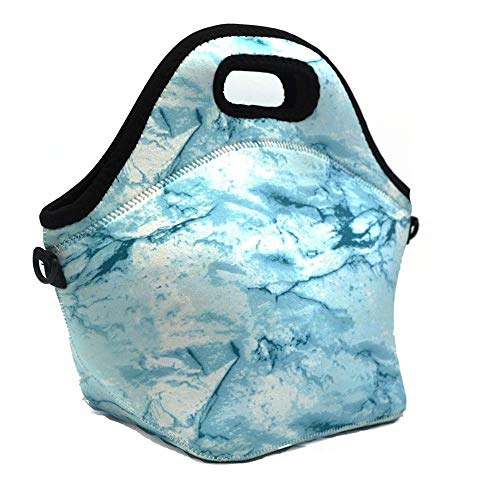 Product Cover Neoprene Lunch Tote,Insulated Waterproof Lunch Bags For Men,Women,Adults,Kids,Girls.Reusable,Washable,Water-proof Foldable,Light,Zipper (LIGHT BLUE)