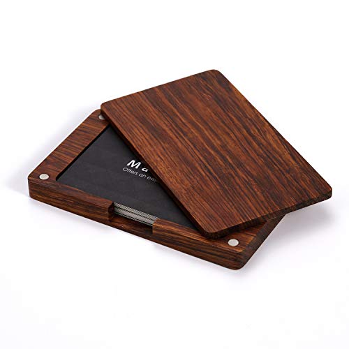 Product Cover MaxGear Business Card Holder Business Card Case Wood Card Holder with Magnetic Closure for Women Men, Guibourtia Spp