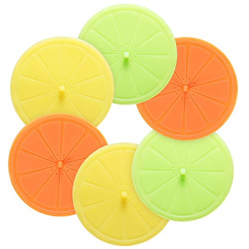 Product Cover ME.FAN Silicone Cup Lids - Orange Cup Cover [6 Set] Anti-dust Airtight Seal Mug Cover - Hot Cup Lids - Silicone Drink Cup Lids In Bright Colors
