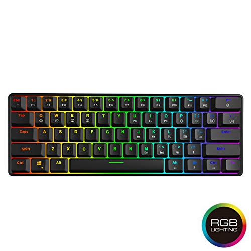 Product Cover GK61 Hot Swappable Mechanical Keyboard - 61 Keys Multi Color RGB Illuminated LED Backlit Wired Gaming Keyboard, Waterproof Programmable, for PC/Mac Gamer, Typist, Tactile (Gateron Optical Brown)