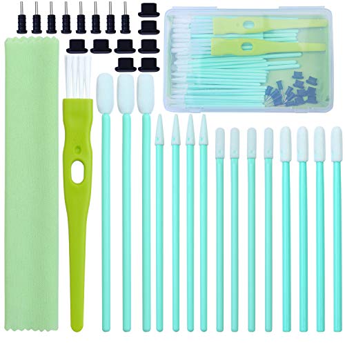 Product Cover Aneco 60 Pieces Cell Phone Cleaning Kit Brush Set USB Charging Port Dust Port Covers Plug Set and Headphone Jack Cleaner Compatible with iPhone, iOS Android, Cell Phone, Electronics Cleaner