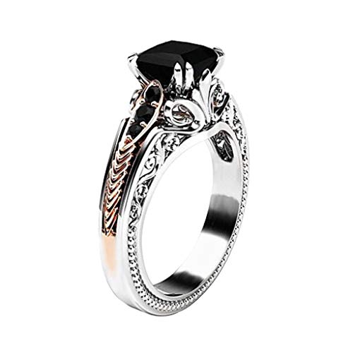 Product Cover Clearance! Hot Sale! Fashion Women Copper Rings Black Gemstone Jewelry Wedding Rings Size 6-10 Engagement Gifts for Women,Gifts for Boyfriend Under 5 Dollars Valentine's Day Gifts for Girlfriend