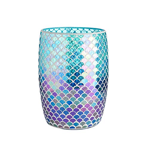 Product Cover Whole Housewares Bathroom Wastebasket - Glass Mosaic Decorative Trash Can Dia 7.5