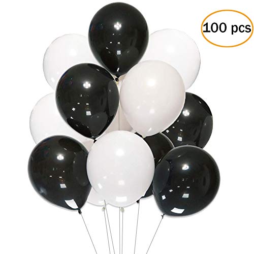 Product Cover 12 Inch White Black Balloons,100 pcs 12