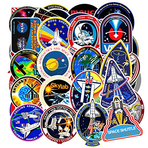Product Cover Vinyl Universe NASA Stickers Pack 45 Pcs Space Explorer Stickers Astronaut Decals for Laptop Ipad Car Luggage Water Bottle Helmet