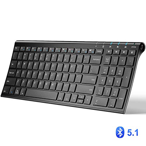 Product Cover iClever Bluetooth Keyboard, Universal Wireless Keyboard, Rechargeable Bluetooth 5.1 Multi Device Keyboard with Number Pad Full Size Stable Connection for Windows, iOS, Android