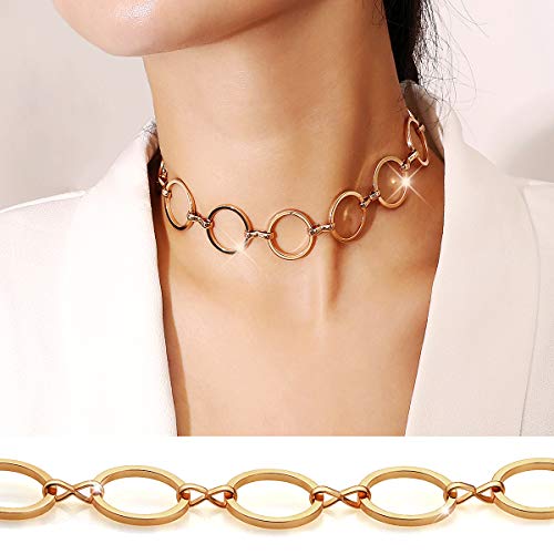 Product Cover Suyi Choker Necklace - Simple Geometric Circle Choker Statement Clavicle Necklace for Women Girls Necklace Jewerly
