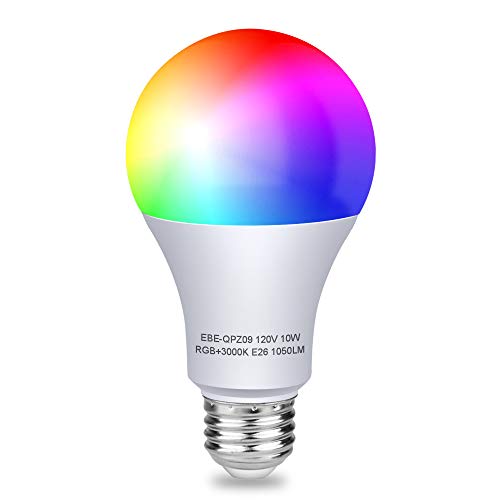 Product Cover Aigital WiFi Smart Light Bulb,RGB LED Color Changing Dimmable Smartphone App Controlled Daylight & Night Light,Color Bulbs Compatible with Alexa and Google Assistant,10W Home Lighting,No Hub Required