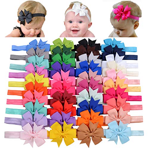 Product Cover 40pcs Baby Girls Grosgrain Ribbon Hair Bows Headbands 3