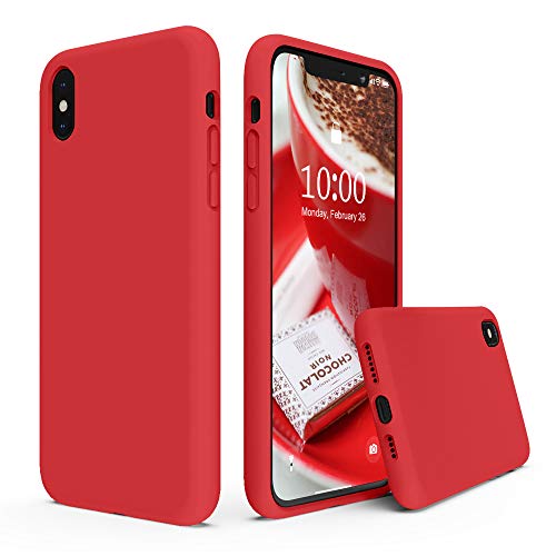 Product Cover SURPHY Silicone Case for iPhone Xs Max Case, Soft Liquid Silicone Shockproof Phone Case (with Microfiber Lining) Compatible with iPhone Xs Max (2018) 6.5 inches (Red)