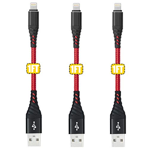 Product Cover CyvenSmart Short Iphone charger Cable 1ft, Lightning Cable 1ft 3Pack Date Sync iPhone Charging Cord for iPhone X /8/8 Plus/7/7 Plus/6/6s Plus/5s/5,iPad