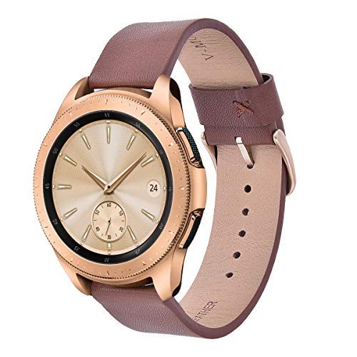 Product Cover V-MORO Leather Strap Compatible with Galaxy Watch 42mm Bands/Galaxy Watch Active 40mm Band with Rose Gold Stainless Steel Buckle for Samsung Galaxy Watch 42mm R810/Galaxy Watch Active 40mm R500 Brown