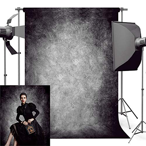 Product Cover econious Photo Backdrop, 5x7ft Retro Abstract Black Portrait Backdrop for Photography, Resistant Fleece-Like Cloth Fabric, with Rod Pocket (Backdrop Only)