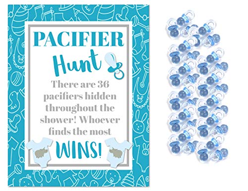 Product Cover Blue Plastic Pacifiers for Baby Shower Pacifier Hunt Boy Baby Shower Game