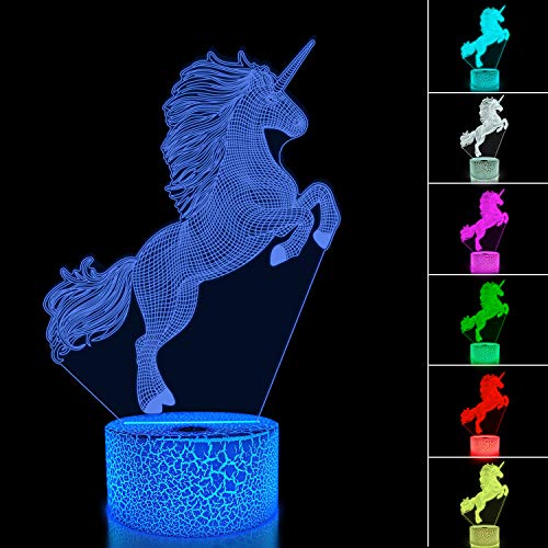 Product Cover FULLOSUN Unicorn Night Light for Kids,3D Illusion Lamp wtih Remote Control 16 Colors Changing Dim Function, Cool Lamp for Room/Home Decor Birthday Xmas Gift for Boys & Girls