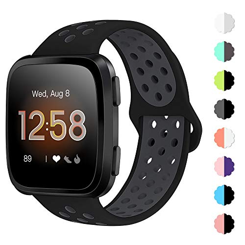 Product Cover NANW Bands Compatible with Fitbit Versa/Versa 2/Versa Lite Small Large, Soft Silicone Band for Versa/Versa 2, Air Hole Wristband Strap for Women Men