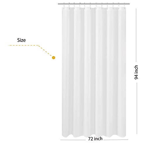 Product Cover N&Y HOME Extra Long Fabric Shower Curtain or Liner 72 x 94 inch, Hotel Quality, Washable, White Bathroom Curtains with Grommets, 72x94