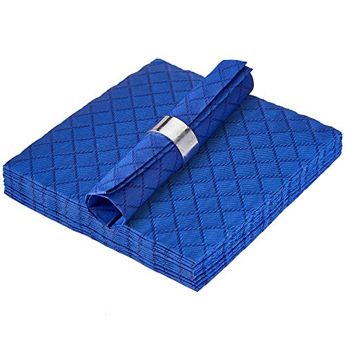 Product Cover DISPOSABLE QUILTED LUNCHEON NAPKINS | European Made | for Upscale Wedding and Dining | 16 pc | Royal Blue
