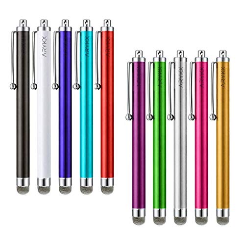 Product Cover Stylus Pen, ARYKX 10 Pack of Fiber Mesh Tip Stylus for Touchscreen Devices Universal Precision Stylus Pen for iPhone, iPad, Kindle, Apple iPad Air 1 & 2, iPad 3, iPad Pro, Tablet, Smartphones