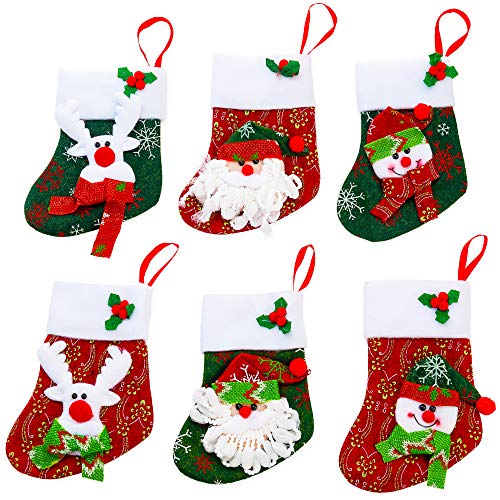 Product Cover Zilo Novelties Small Christmas Stockings | Mini Christmas Stocking Set 3D Santa, Snowman and Reindeer