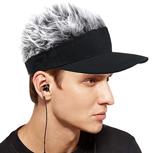 Product Cover Regilt Adjustable Sun Visor Hat with Wig Spiked Hairs Fashion Baseball Golf Cap for Men & Women