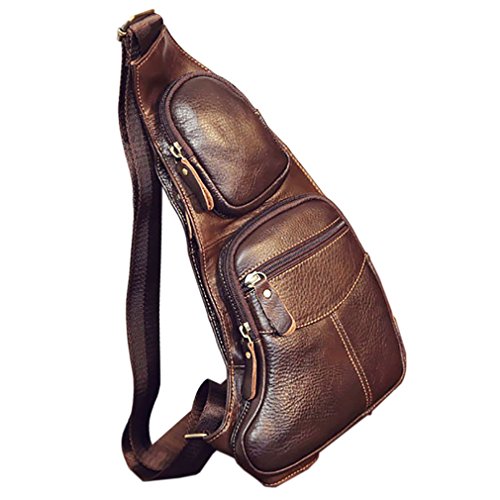 Product Cover Leather Sling Bag Crossbody Backpack for Men Women Outdoor Travel Shoulder Chest Daypack