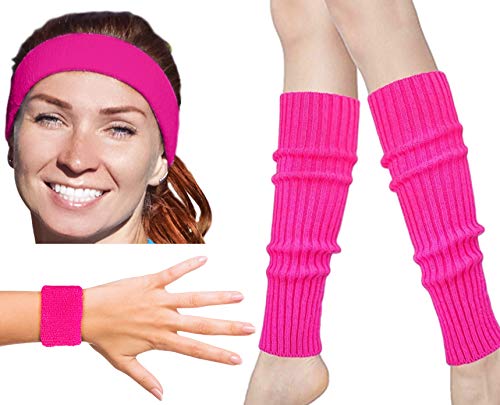 Product Cover 80s Workout Costumes for Women | 80s Accessories for Women | 80s Leg Warmers Set Neon Pink