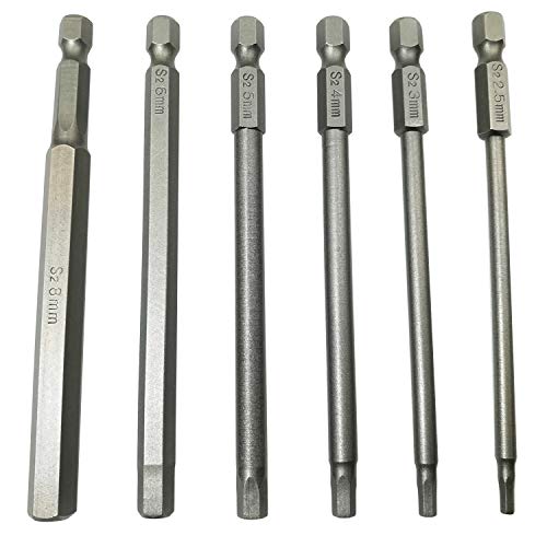 Product Cover LEROM 6Pcs Hex Head Allen Wrench Drill Bit Set, 100mm/4 inch long Magnetic Inner Hexagon Hex Head Drill Screwdriver Bits Set with 1/4 Inch Hex Shank Quick Release Screwdriver Bit