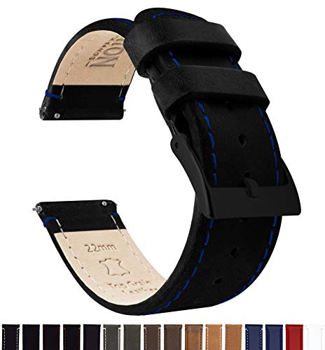 Product Cover BARTON Watch Bands - Top Grain Leather Quick Release Strap - Black Buckle - Choice of Color & Width - 16mm, 18mm, 20mm, 22mm or 24mm