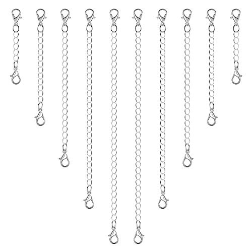 Product Cover Anezus 10Pcs Necklace Extenders, Jewelry Extenders for Necklaces, Silver Bracelet Extender, Chain Extenders for Necklace, Bracelet and Jewelry Making (Assorted Sizes)