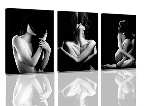 Product Cover Bedroom Decor Black and White Wall Art Sexy Girl Photos Canvas Prints Women Framed Wall Art Lady Painting Canvas Pictures for Bedroom Wall Decor Artwork for Walls Bathroom Wall Art Black Wall Decor