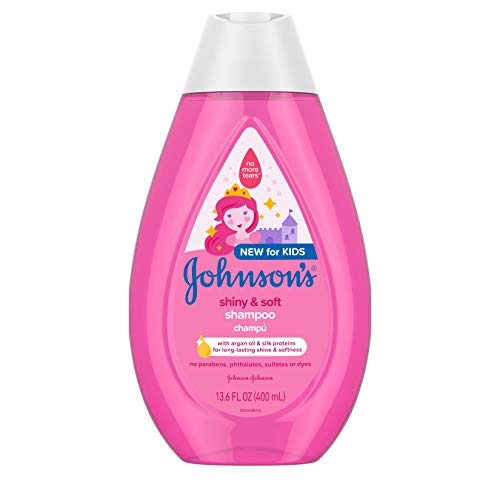 Product Cover Johnson's Shiny & Soft Tear-Free Kids' Shampoo with Argan Oil & Silk Proteins, Paraben-, Sulfate- & Dye-Free Formula, Hypoallergenic & Gentle for Toddler's Hair, 13.6 fl. oz
