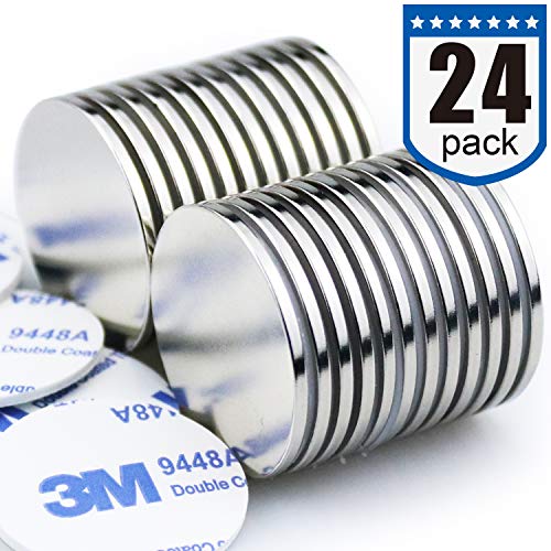 Product Cover Strong Neodymium Disc Magnets Stronger Than N35 Rare Earth Magnets - 1.26 inch x 0.08 inch, Pack of 24