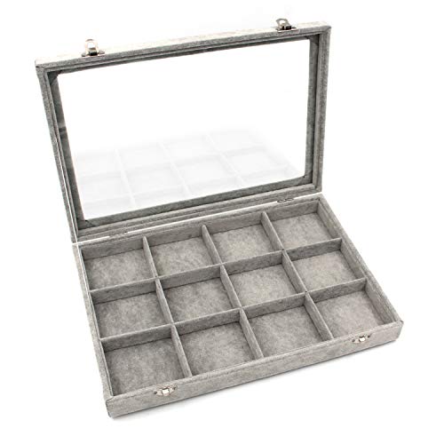 Product Cover KLOUD City Jewelry Box Organizer Display Storage case（Gray-12 Grid）