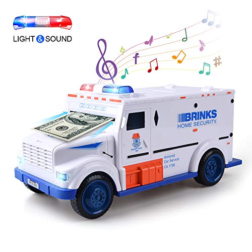 Product Cover XREXS Electronic Piggy Banks, Cool Armored Car Bank with Password & Music,Best Kids Early Learning Educational Toys for Toddlers,Auto Scroll Cash Coin Bank for Adults ( Batteries Not Included)