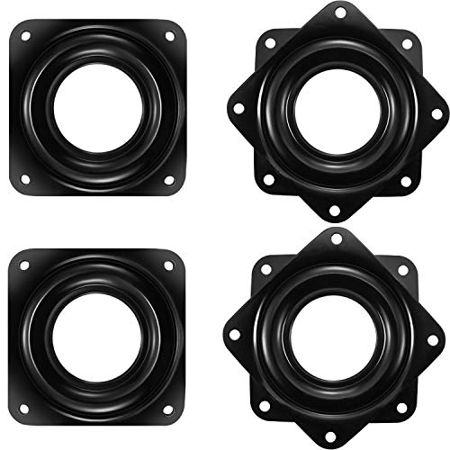 Product Cover 4 Pieces 3 Inch Square Lazy Susan Turntable Bearings Rotating Bearing Plate with 150 Pound Capacity, 5/16 Inch Thick (Black)