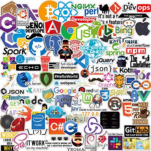 Product Cover ZAYALI 100 PCS New Version DEV Stickers of Front-end dev,Back-end Languages for Developers, Coders, Programmers, Hackers, Geeks, and Engineers