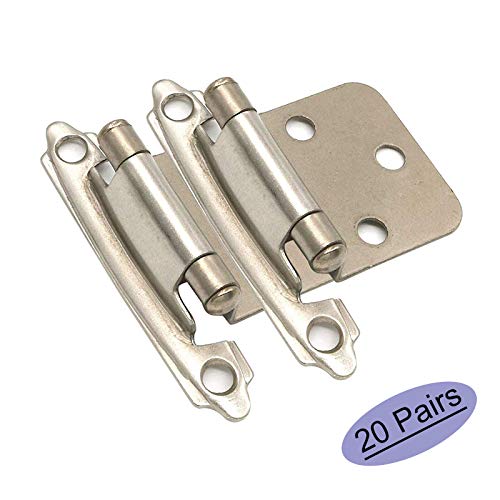 Product Cover goldenwarm Self Close Cabinet Hinges 20 Pair (40 Units) Brushed Nickel Cabinet Hinges - SCH30SNB Variable Overlay Face Mount Cabinet Hinges Satin Nickel Hinge