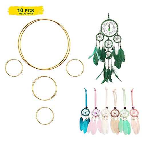 Product Cover 10 Pieces Metal Rings Hoops Macrame Ring for Dream Catchers and Crafts, 2 Inch, 3 Inch, 6 Inch (Gold)