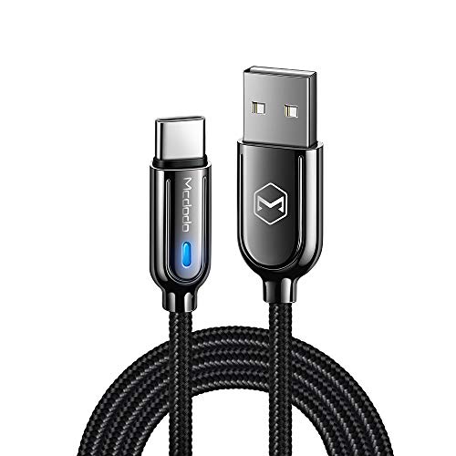 Product Cover [Type-C] Power Off/On Smart LED Auto Disconnect 5FT Quick Charge Data Cable QC 3.0 for for Samsung Galaxy S9,S8+,Google,Nexus 6P,LG,HTC & More List Below (Type C Black, 5FT/1.5M)