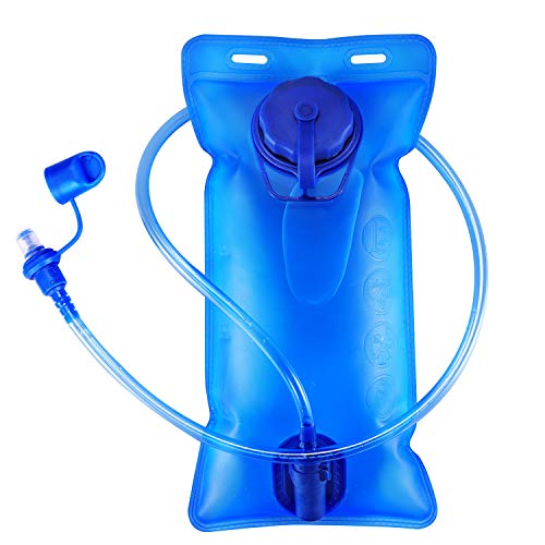 Product Cover Hydration Bladder 2 Liter Water Bladder, SKL Upgraded Leak Proof Water Reservoir Hydration Pack Replacement with Quick Release Insulated Tube and Auto Shut-Off Valve for Climbing Cycling Running