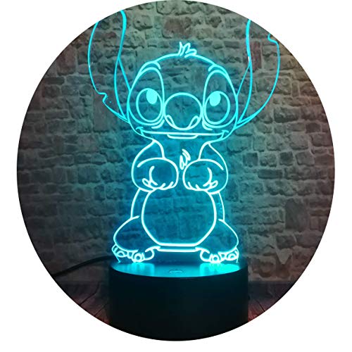 Product Cover Fanrui Children Anime Animals Stitch - Lilo and Stitch - 3D Cartoon Kawaii Figure Action Lovely 7 Color Change IR Remote Night Lights Home Boys Roon Decor Child Kids Friend Xmas Birthday Holiday Gifts