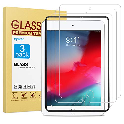 Product Cover apiker [3 Pack] Screen Protector for iPad Mini 5 2019 / iPad Mini 4, 9H Hardness Tempered Glass Screen Protector with Alignment Frame/High Definition