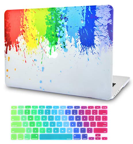 Product Cover LuvCase 2 in 1 Bundle Rubberized See Through Hard Shell Case with Keyboard Cover Compatible Newest MacBook Pro 13 inch A2159/A1989/A1706/A1708 with/Without Touch Bar, 2020/19/18/17/16 (Rainbow Splat)