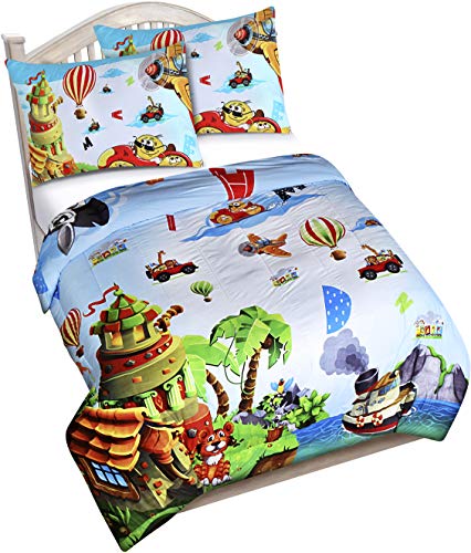 Product Cover Utopia Bedding All Season Jungle Animal ABC Letter Comforter Set with 2 Pillow Cases - 3 Piece Soft Brushed Microfiber Kids Bedding Set for Boys/Girls - Machine Washable (Twin/Twin XL)