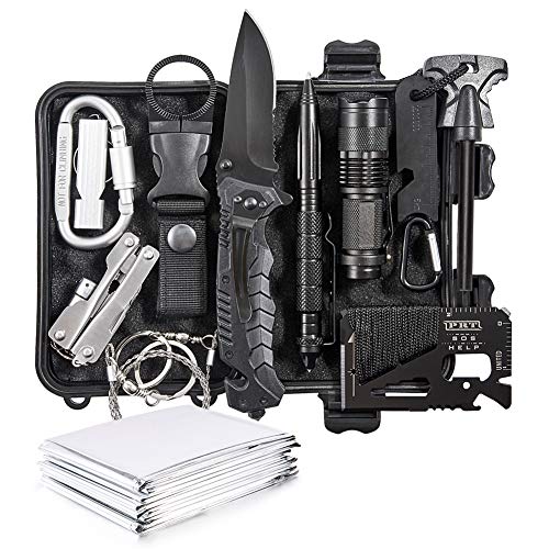 Product Cover DLY Emergency Survival Kit 13 in 1- Outdoor Survival Gear Tool for Wilderness/Trip/Cars/Hiking/Camping Gear - Emergency Blanket, Flashlight, ect (Emergency Survival Kit SET2)