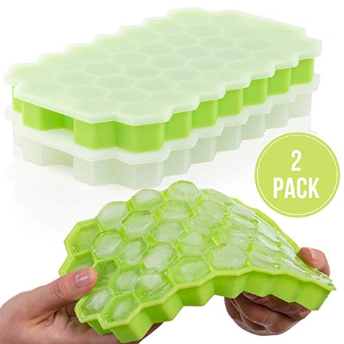 Product Cover Silicone Ice Cube Trays With Lids, 2 Pack, Food Grade BPA Free & Flexible Easy Release - Ice Buddy - Small Ice Cube Molds for Drinks, Whiskey, Cocktails