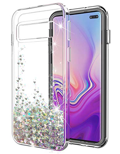 Product Cover Galaxy S10 5G (6.7 inch) Case [Not Fit Galaxy S10 6.1 inch] SunStory Moving Shiny Quicksand Glitter and Double Protection with PC Layer and TPU Bumper Case for Samsung Galaxy S10 5G (Silver)