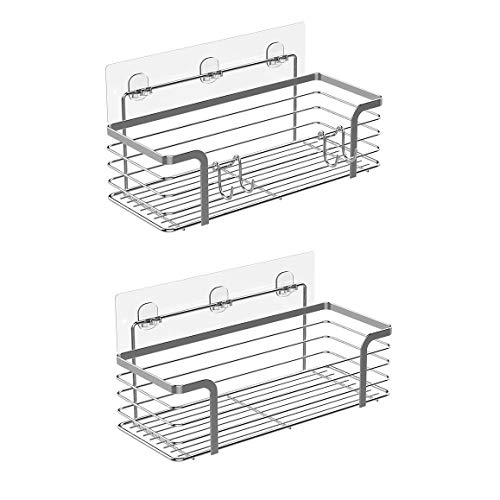 Product Cover Adhesive Shower Caddy Basket Shelf - Shampoo Conditioner Bathroom Kitchen Storage Organizer SUS304 Stainless Steel No Drilling - 2 Pack